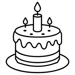 Birthday Cake Icon in Line Art