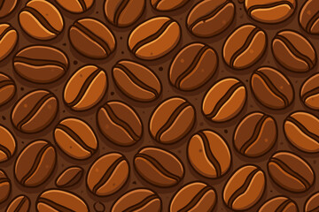 Obraz premium Seamless roasted coffee beans pattern. Hand drawn cartoon vector background. Brown aromatic espresso ingredient. Modern flat food illustration. Cafe design, caffeine texture
