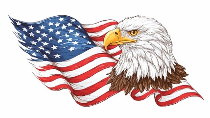 Bald Eagle and American Flag for Independence Day Celebration