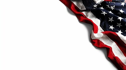 Crumpled American Flag on White Background for Independence Day Celebration