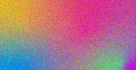 Abstract vibrant gradient background with grainy texture blending orange, magenta, blue, and green tones. The colorful noise effect creates a retro, digital feel perfect for web design, poster art.