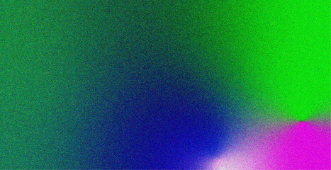 Abstract grainy gradient background with smooth transitions between green, blue, purple, and pink hues. The noise texture.