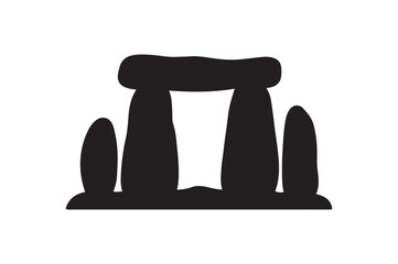 standing stones silhouette vector art illustration on white background