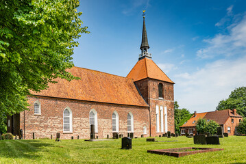 Die evangelisch-reformierte Kirche in Rysum; Ostfriesland; Deutschland