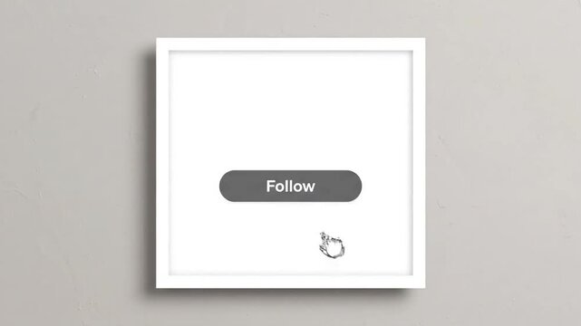 White frames with follow button animation for social media promotion strategy