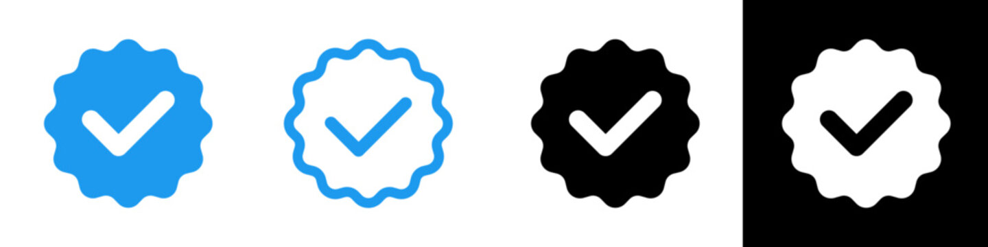 Blue tick check icon transparent png. social media verified badge vector sign
