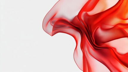 banner drape. Bright red silk fabric with soft folds, smooth texture and rich color.