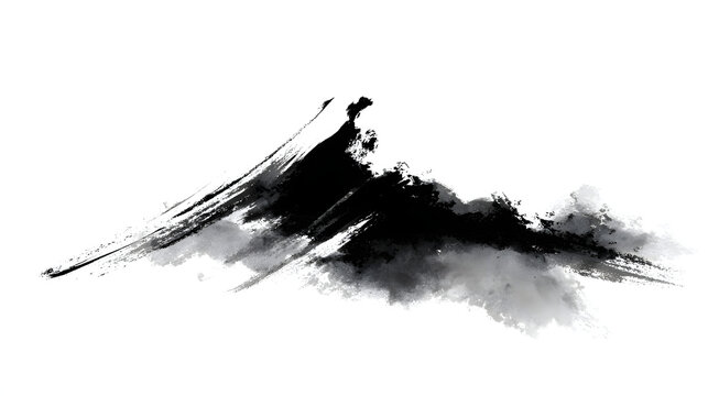 Ink dry brush stroke of moutain illustration abstract black vector