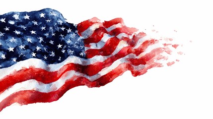 Watercolor Style American Flag Illustration for Independence Day Celebration