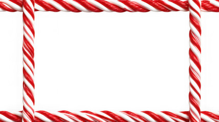 Obraz premium Red and white striped candy cane frame against a white background design