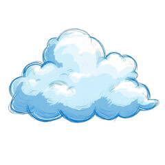 Stylized Blue and White Cloud Illustration on Black Background for Design Projects