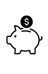 Piggy Bank with Dollar Coin Vector Icon