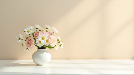 A curated 16:9 floral still life series exploring the elegance of asymmetrical composition. Each image features vases placed at the far left or right, paired with natural blooms in soft lighting.