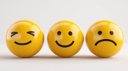 Yellow Ball with Multiple Expressions Illustration - Smiling Angry Happy Embarrassed Crying Emoticon Cartoon Emotion Symbols
