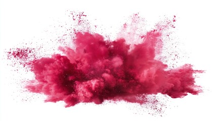 A festive explosion of red powder in mid-air against a clean white background.