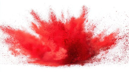 A festive explosion of red powder in mid-air against a clean white background.