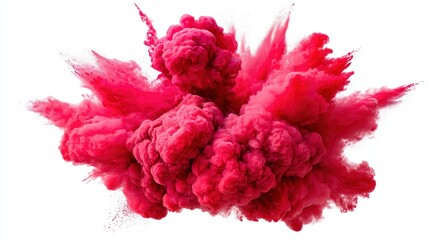 A festive explosion of red powder in mid-air against a clean white background.