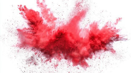 A festive explosion of red powder in mid-air against a clean white background.