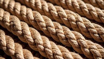 Fototapeta premium Braided Rope Texture: Close-up view of intricately braided rope. A textural study in durable material, highlighting its strength, detail, and robust construction. 
