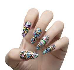 Illustration representing an elegant woman's hand, with false nails.
