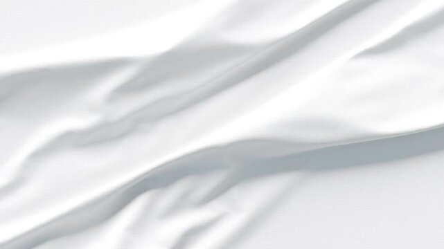 White fabric material crumpled and straightening, looped animation