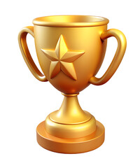 3d render illustration of isolated transparent winner trophy cup with star icon