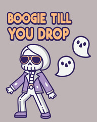 Spooky Boogie Nights Skeleton Dancing with Ghosts
