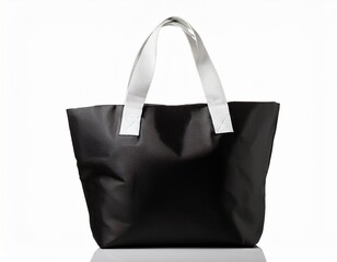 blank black and white tote bag isolated on white background