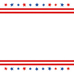 Obraz premium A white background with red stripes and red and blue stars on the top and bottom