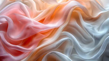 Flowing sheer fabric with soft color gradients draped pastel