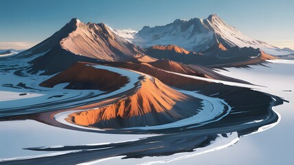 Majestic snow capped mountains under a clear sky landscape nature