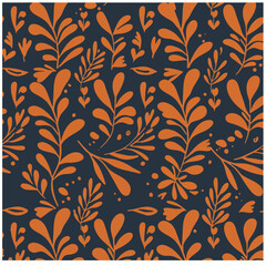 Elegant Floral Pattern with Leaves - Seamless Vector Design