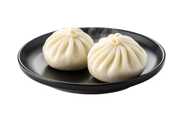 Delicious steamed bao buns on black plate, chinese cuisine, asian food, baozi recipe idea