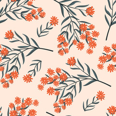 Hand-drawn flowers seamless pattern print design. Vector illustration design for fashion fabrics, textile graphics and prints.
