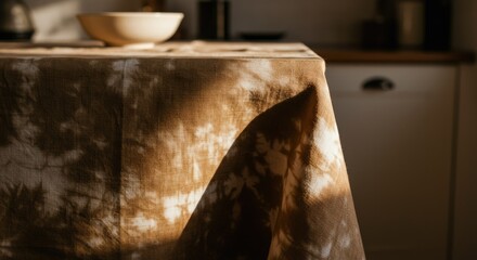 Minimalist Brown Tie Dye Fabric Background.