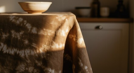 Minimalist Brown Tie Dye Fabric Background.