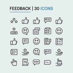 Set of 30 Thin Line Vector Icons with a Dog Illustration Theme