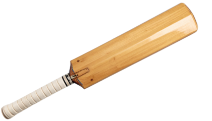 real wooden cricket bat back view isolated on white background