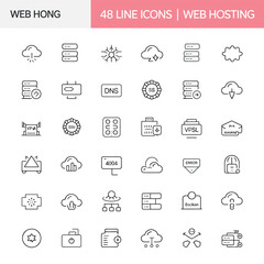 48 Thin Line Dog Icon Set Vector Illustration