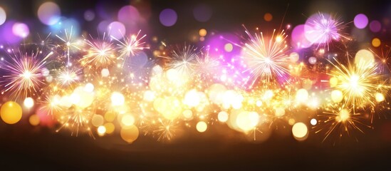 Enchanting celebration backdrop with sparkling fireworks and glowing bokeh lights