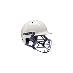 Fototapeta premium Cricket Helmet: Close-up view of a classic off-white cricket helmet with a dark-grey face guard, ready for action on the pitch.