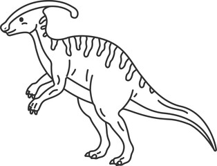 恐竜のパラサウロロフス（線画）のイラスト