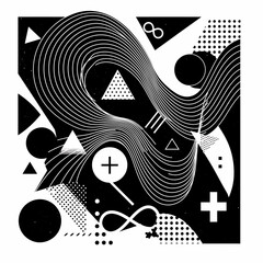Abstract Black and White Geometric Pattern Design