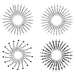 Abstract Halftone Dotted Sunbursts Vector Set