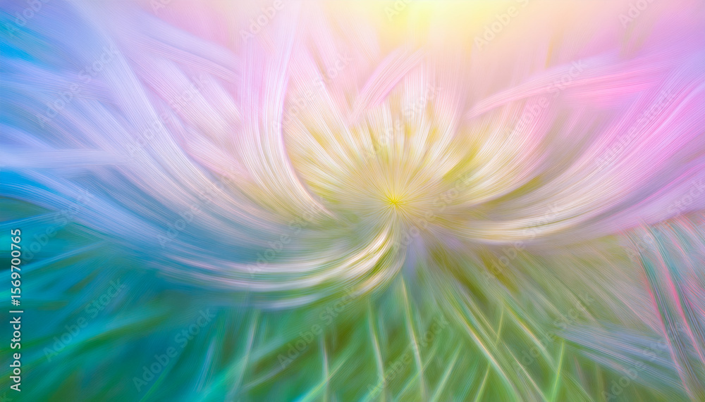 Poster Swirling colors of a soft flower in a vibrant abstract composition under bright light