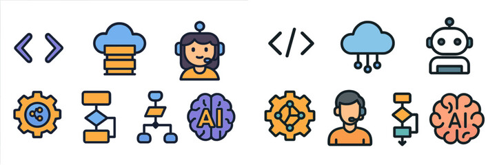 Obraz premium Modern icons representing technology and artificial intelligence in collaboration and support environments