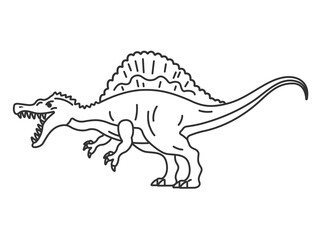 恐竜のスピノサウルス（線画）のイラスト