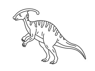 恐竜のパラサウロロフス（線画）のイラスト