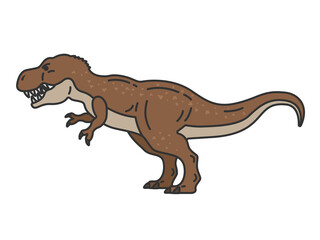 恐竜のティラノサウルス（線画カラー）のイラスト