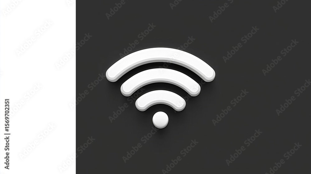 Fototapete 3d rendered white wifi symbol on dark background – tech icon for network connectivity, ideal as wall